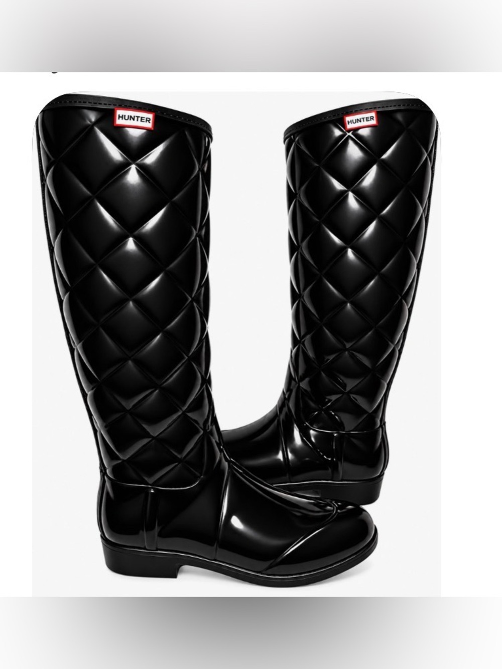 Hunter Quilted Regent Savoy Gloss Black Tall Rain Boots